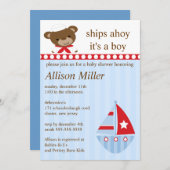 Niedliche Schiffe Ahoy Sailboat Boy Baby Dusche Einladung (Vorne/Hinten)