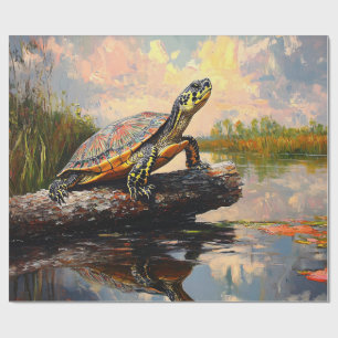 Niedliche Schildkröte auf der Log Everglades Decou Geschenkpapier