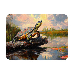 Niedliche Schildkröte auf einem Log Everglades Fle Magnet
