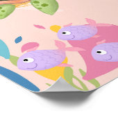 Niedliche Schildkröte in rosa Meereslandschaft, Poster (Ecke)