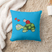 Niedliche Schildkröte, Ladybug und Herz-Blauer Kis Kissen (Decke)