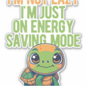 Niedliche Schildkröte, Lazy Turtle, Energie Retten Aufkleber (Vorderseite)