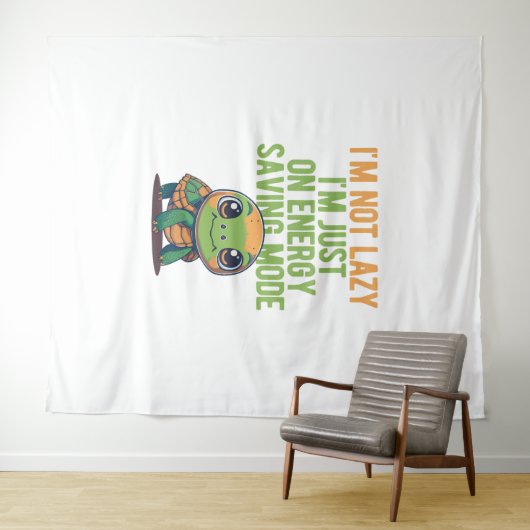 Niedliche Schildkröte, Lazy Turtle, Energie Retten Wandteppich (Beispiel (Horizontal))