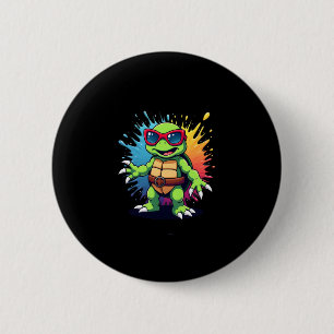 Niedliche Schildkröte mit Sonnenbrille, Farbspritz Button