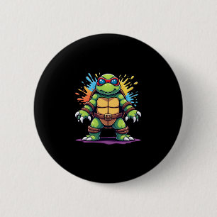 Niedliche Schildkröte mit Sonnenbrille, Farbspritz Button