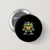 Niedliche Schildkröte mit Sonnenbrille, Farbspritz Button (Vorne & Hinten)