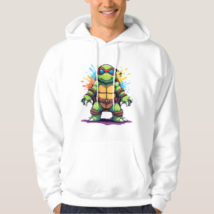 Niedliche Schildkröte mit Sonnenbrille, Farbspritz Hoodie