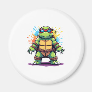 Niedliche Schildkröte mit Sonnenbrille, Farbspritz Magnet
