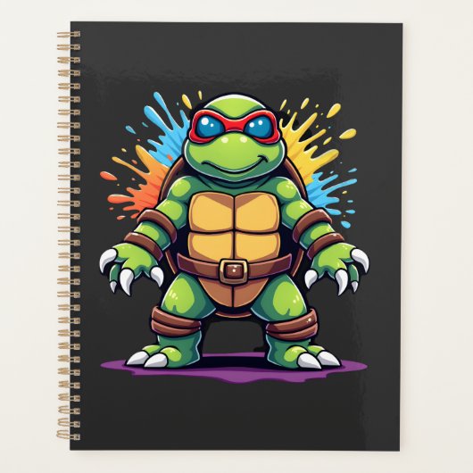 Niedliche Schildkröte mit Sonnenbrille, Farbspritz Planer (Vorderseite)