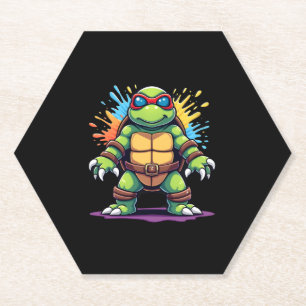 Niedliche Schildkröte mit Sonnenbrille, Farbspritz Untersetzer