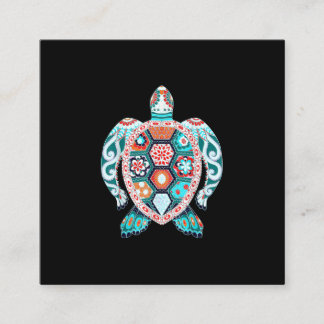 Niedliche Schildkröte - Sea Turtle Sea Cean Beach Quadratische Visitenkarte