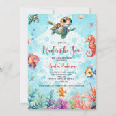 Niedliche Schildkröte unter der Meereskreaturen Ba Einladung (Vorderseite)