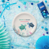 Niedliche Schildkröte unter der Meeresoberfläche Pappteller (Party)