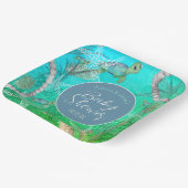 Niedliche Schildkröte unter der Meerwasserdusche Pappteller (Gewinkelt)