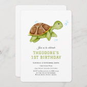 Niedliche Schildkröte unter Wasser Einladung zum 1 (Vorne/Hinten)