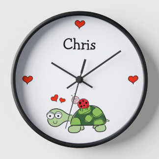 Niedliche Schildkröten-Ladybug- und -Herzklappen-U Uhr