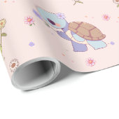 Niedliche Schildkröten mit Blume Geschenkpapier (Rolleneckpunkt)