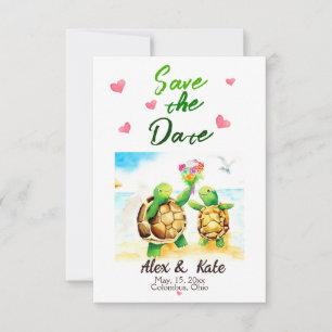 Niedliche Schildkrötenhochzeit Sichern Sie den Ter Save The Date
