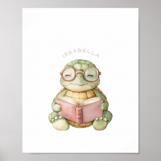 Niedliche Schildkrötenlesung Poster (Vorne)