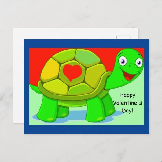 Niedliche Schildkrötenvalentine für Kinder Postkarte (Vorne/Hinten)
