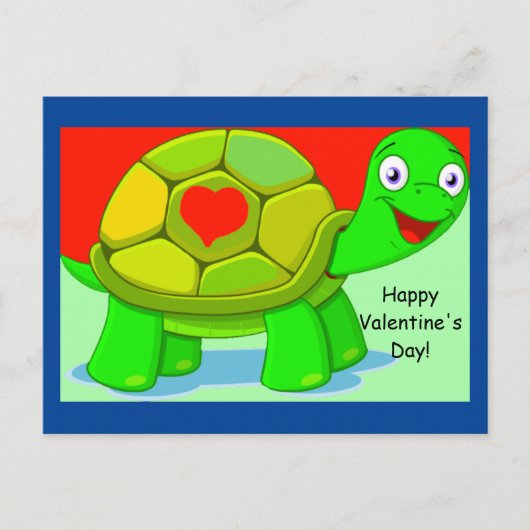 Niedliche Schildkrötenvalentine für Kinder Postkarte (Vorderseite)