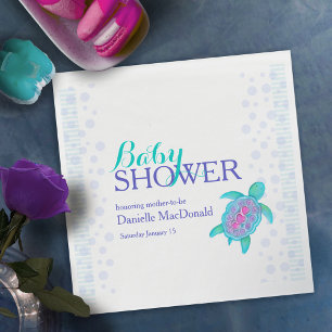 Niedliche Schildkrötenwasserfarbe Babydusche Servi Serviette