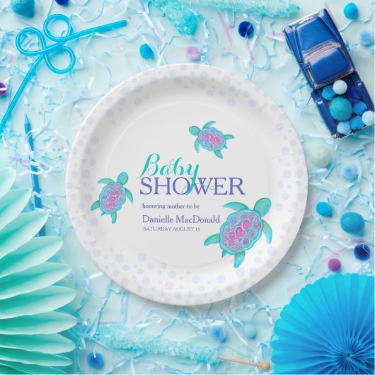 Niedliche Schildkrötenwasserfarbe Kinderdusche Pappteller (Party)