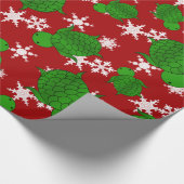 Niedliche Schildkröterotschneeflocken Geschenkpapier (Ecke)