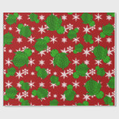 Niedliche Schildkröterotschneeflocken Geschenkpapier (Flach)