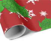 Niedliche Schildkröterotschneeflocken Geschenkpapier (Rolleneckpunkt)