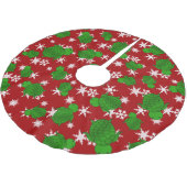 Niedliche Schildkröterotschneeflocken Polyester Weihnachtsbaumdecke (Schrägansicht)