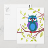 Niedliche schlafende Eule auf einem Cartoon Postkarte (Vorne/Hinten)