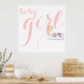 Niedliche schlafende kleine Mädchen Typografie ros Poster (Küche)