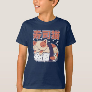 Niedliche schlafende Sushi-Katzen-Babys Asiatische T-Shirt