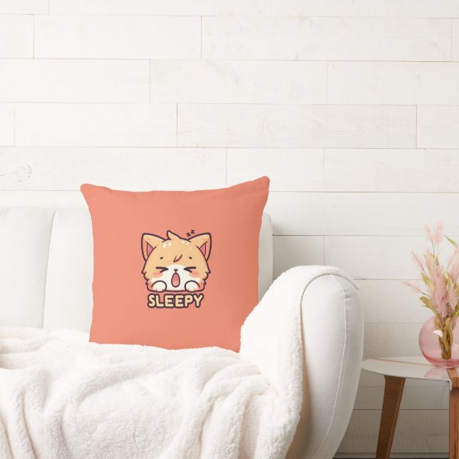 Niedliche, schlaflose Katze Kissen (Liege)