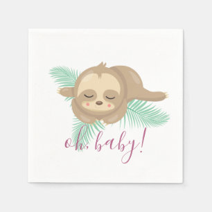Niedliche schläfrige Babysloth-oh Baby-Baby-Dusch Serviette