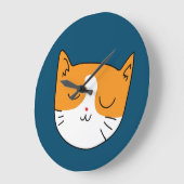 Niedliche Schläfrigkatze Große Wanduhr (Winkel)