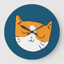 Niedliche Schläfrigkatze Große Wanduhr