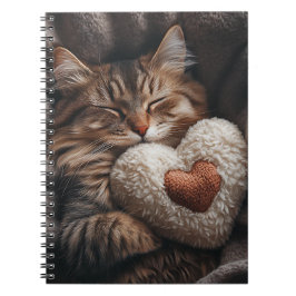 NIEDLICHE SCHLAFTABBYKATTE MIT HERZPILLOW NOTIZBLOCK