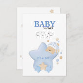 Niedliche Schlafteddy Bear Baby Dusche RSVP Karte (Vorne/Hinten)