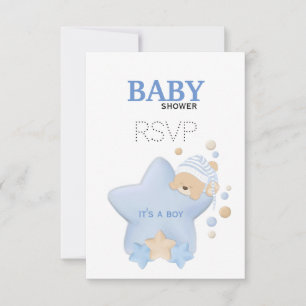 Niedliche Schlafteddy Bear Baby Dusche RSVP Karte