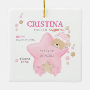 Niedliche Schlafteddy Bear Baby Girl Keramikornament