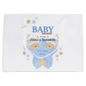 Niedliche Schlafteddy Bears Twin Baby Boys Dusche Große Geschenktüte (Vorderseite)