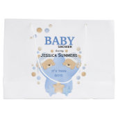 Niedliche Schlafteddy Bears Twin Baby Boys Dusche Große Geschenktüte (Rückseite)