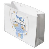 Niedliche Schlafteddy Bears Twin Baby Boys Dusche Große Geschenktüte (Rückseite Schrägansicht)