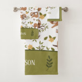 Niedliche Schläge auf Baumzweigen - Muster Badhandtuch Set (Insitu)