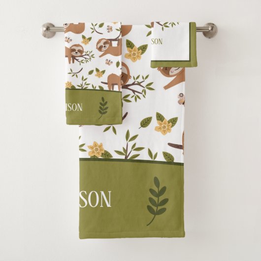 Niedliche Schläge auf Baumzweigen - Muster Badhandtuch Set (Insitu)