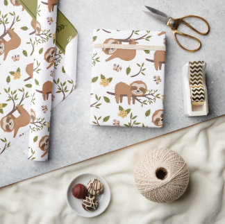 Niedliche Schläge auf Baumzweigen - Muster Geschenkpapier