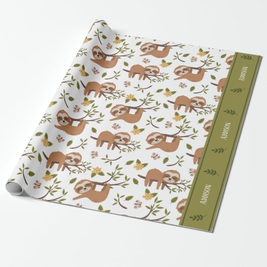 Niedliche Schläge auf Baumzweigen - Muster Geschenkpapier (Ungerollt)