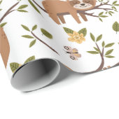 Niedliche Schläge auf Baumzweigen - Muster Geschenkpapier (Rolleneckpunkt)